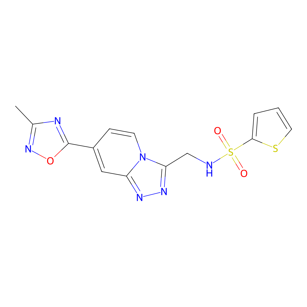N-((7-(3-methyl-1,2,4-oxadiazol-5-yl)-[1,2,4]triazolo[4,3-a]pyridin-3-yl)methyl)thiophene-2-sulfonamide molecular structure, CAS 2034438-51-0