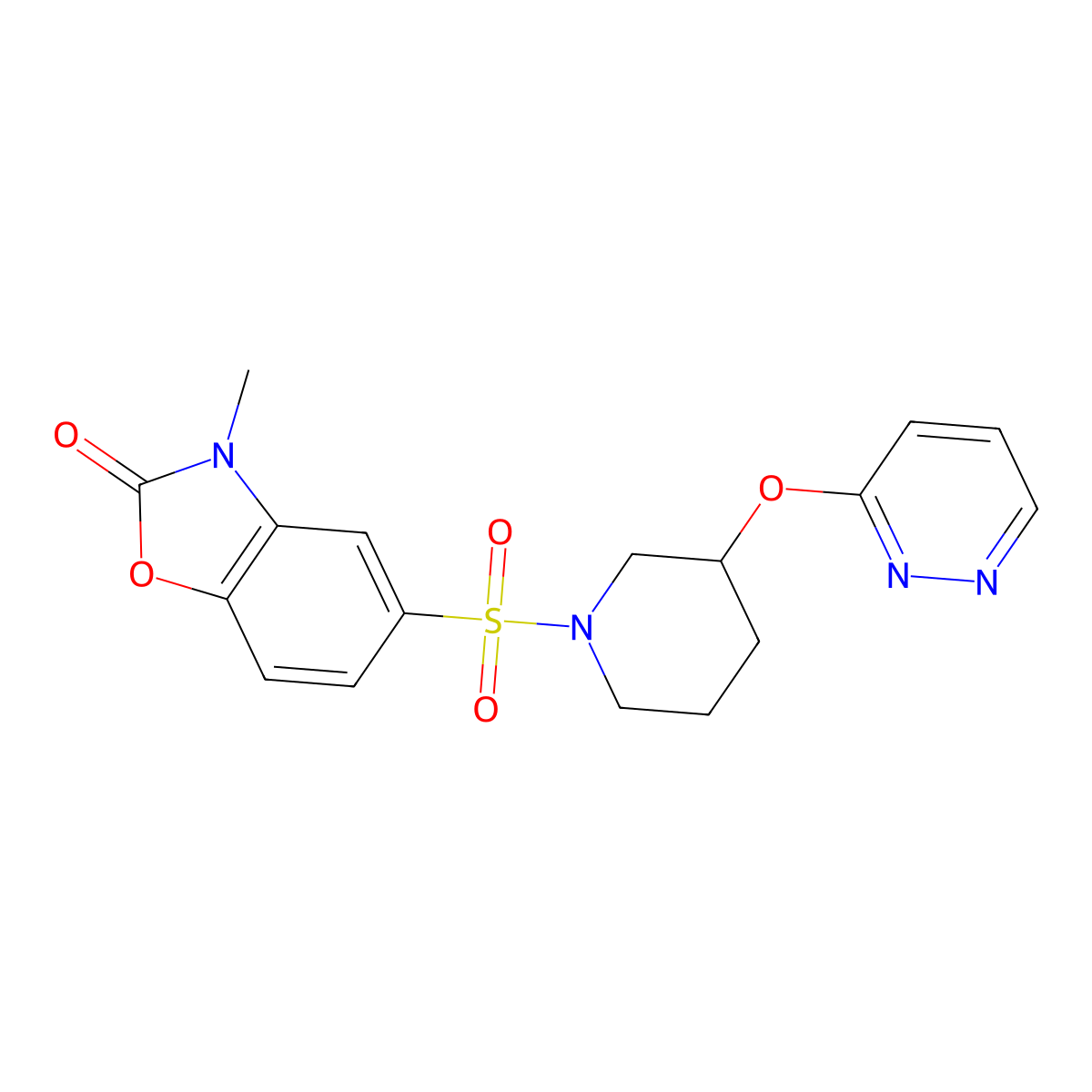 3-methyl-5-((3-(pyridazin-3-yloxy)piperidin-1-yl)sulfonyl)benzo[d]oxazol-2(3H)-one molecular structure, CAS 2034438-53-2