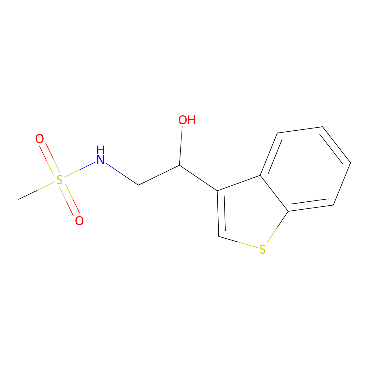 N-(2-(benzo[b]thiophen-3-yl)-2-hydroxyethyl)methanesulfonamide molecular structure, CAS 2034438-55-4