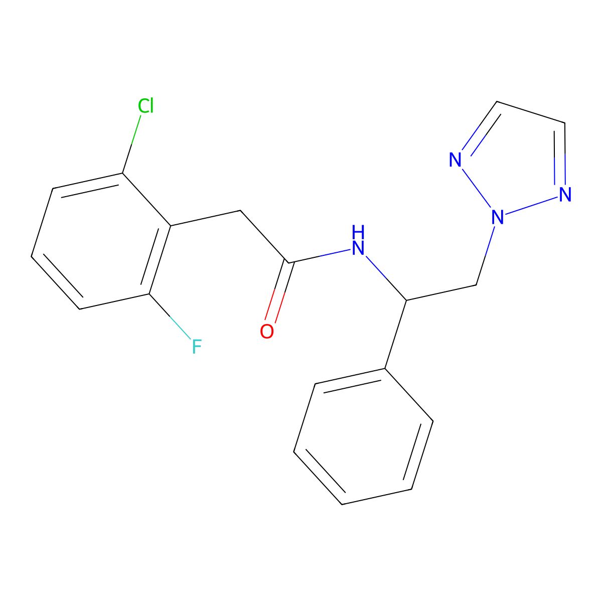 2-(2-chloro-6-fluorophenyl)-N-(1-phenyl-2-(2H-1,2,3-triazol-2-yl)ethyl)acetamide molecular structure, CAS 2034438-57-6