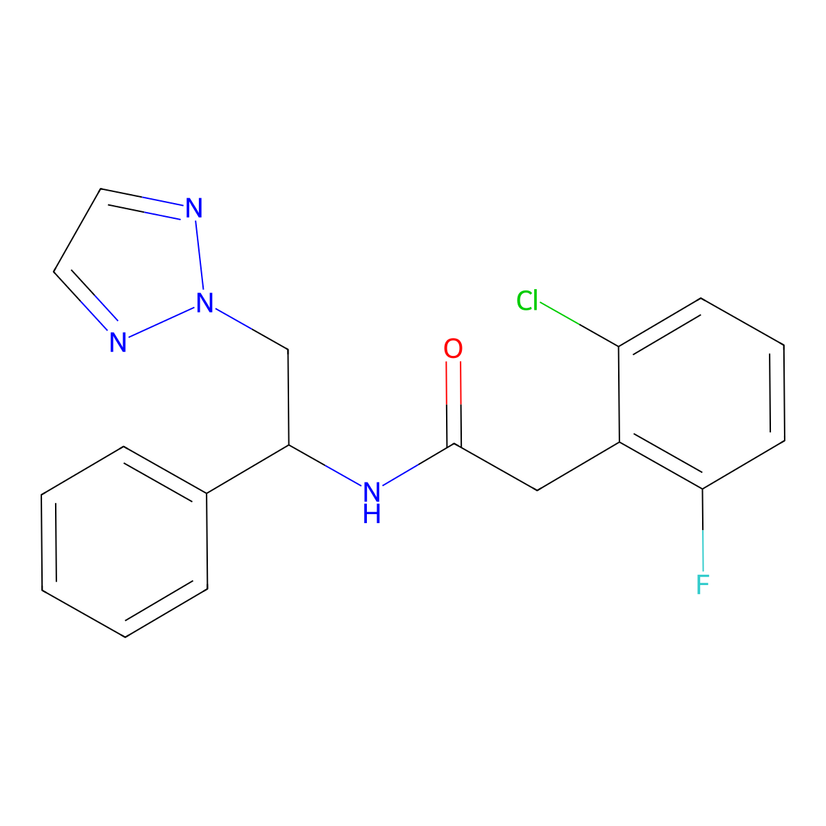 2-(2-chloro-6-fluorophenyl)-N-(1-phenyl-2-(2H-1,2,3-triazol-2-yl)ethyl)acetamide molecular structure, CAS 2034438-57-6