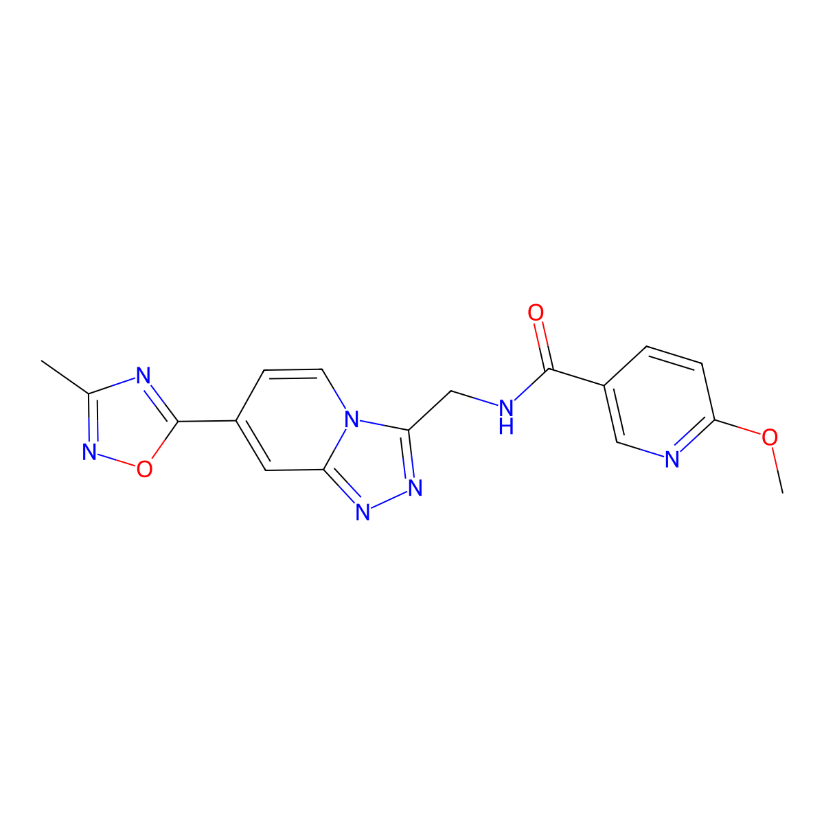 6-methoxy-N-((7-(3-methyl-1,2,4-oxadiazol-5-yl)-[1,2,4]triazolo[4,3-a]pyridin-3-yl)methyl)nicotinamide molecular structure, CAS 2034438-59-8