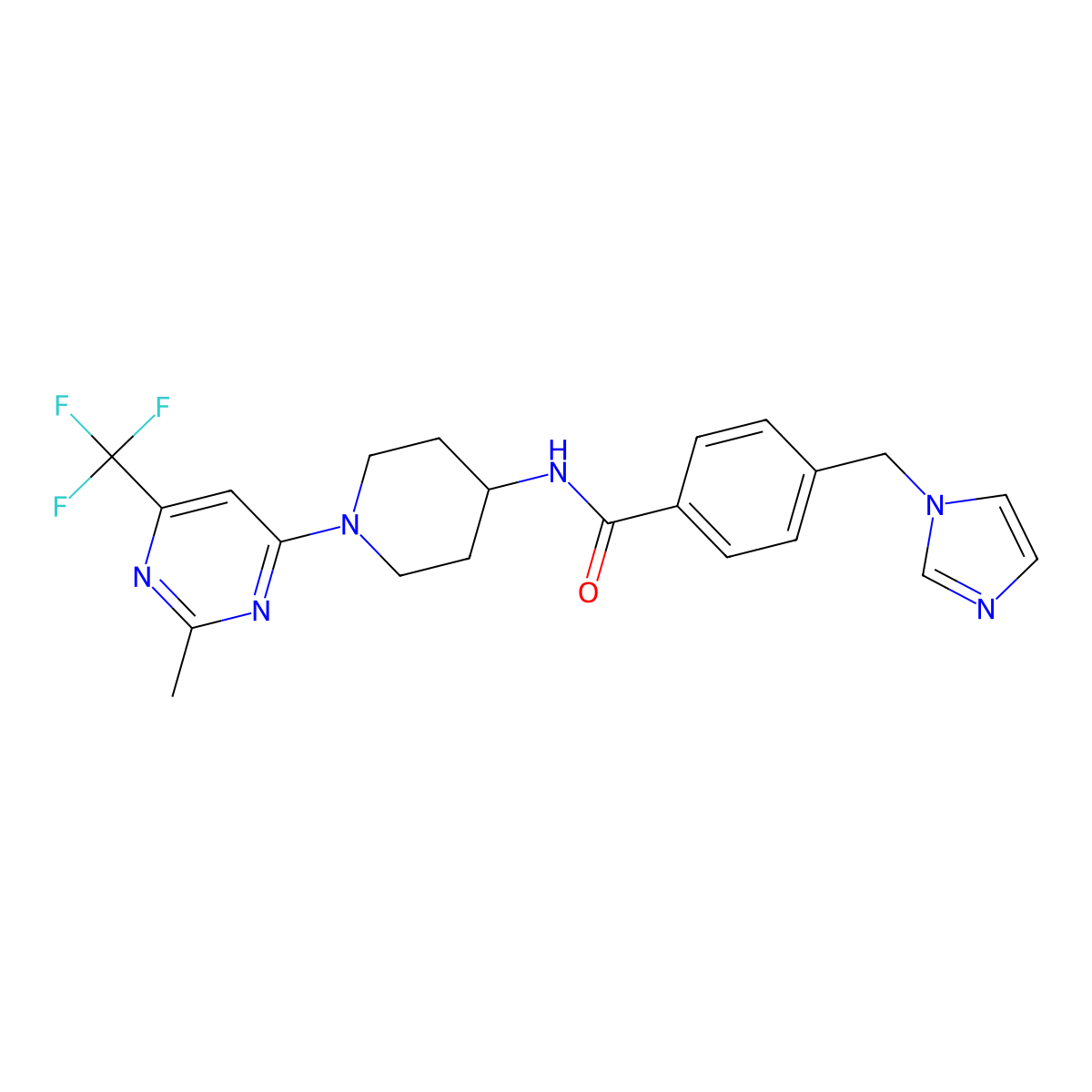 4-[(1H-imidazol-1-yl)methyl]-N-{1-[2-methyl-6-(trifluoromethyl)pyrimidin-4-yl]piperidin-4-yl}benzamide molecular structure, CAS 2034438-67-8