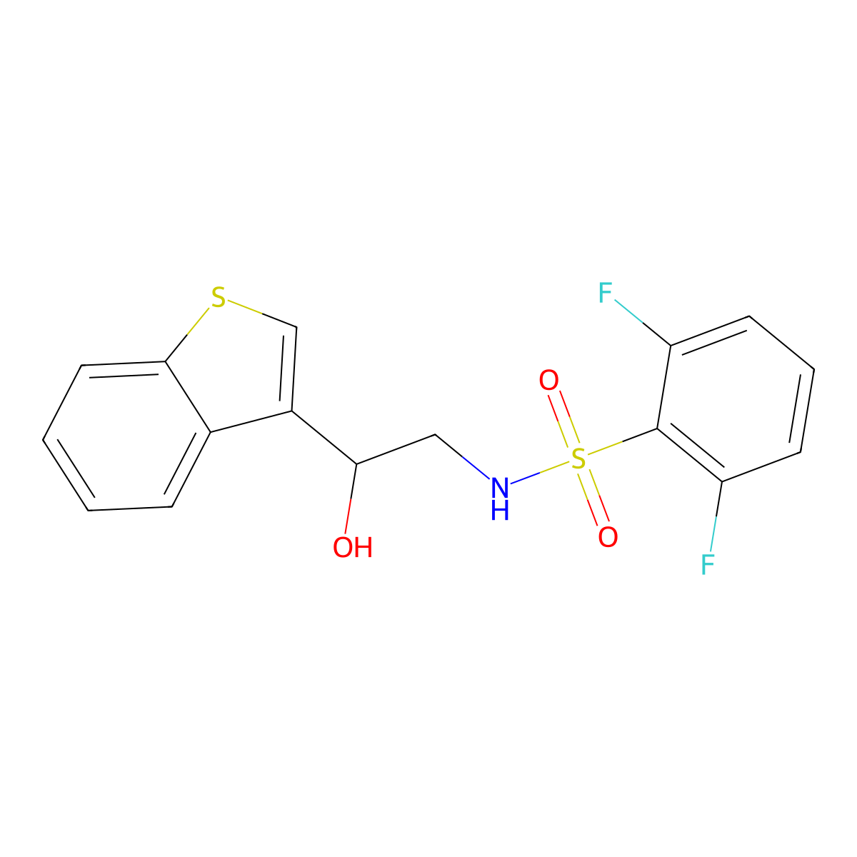 N-(2-(benzo[b]thiophen-3-yl)-2-hydroxyethyl)-2,6-difluorobenzenesulfonamide molecular structure, CAS 2034438-71-4