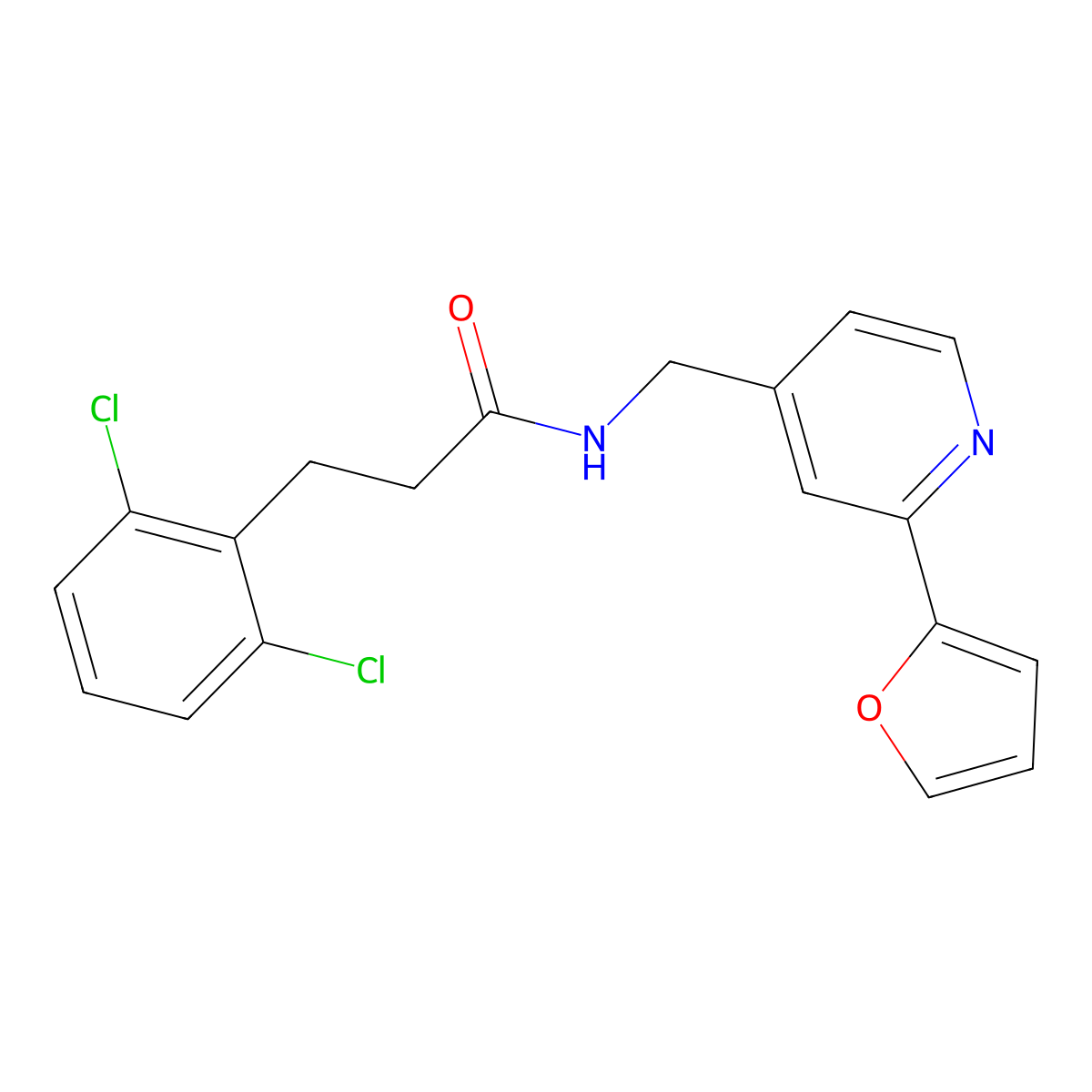 3-(2,6-dichlorophenyl)-N-{[2-(furan-2-yl)pyridin-4-yl]methyl}propanamide molecular structure, CAS 2034438-75-8