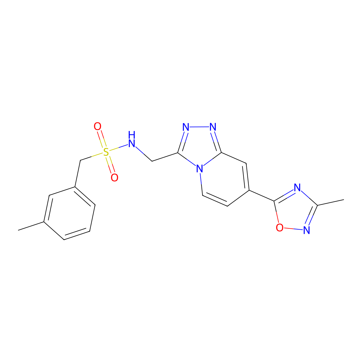 N-((7-(3-methyl-1,2,4-oxadiazol-5-yl)-[1,2,4]triazolo[4,3-a]pyridin-3-yl)methyl)-1-(m-tolyl)methanesulfonamide molecular structure, CAS 2034438-77-0
