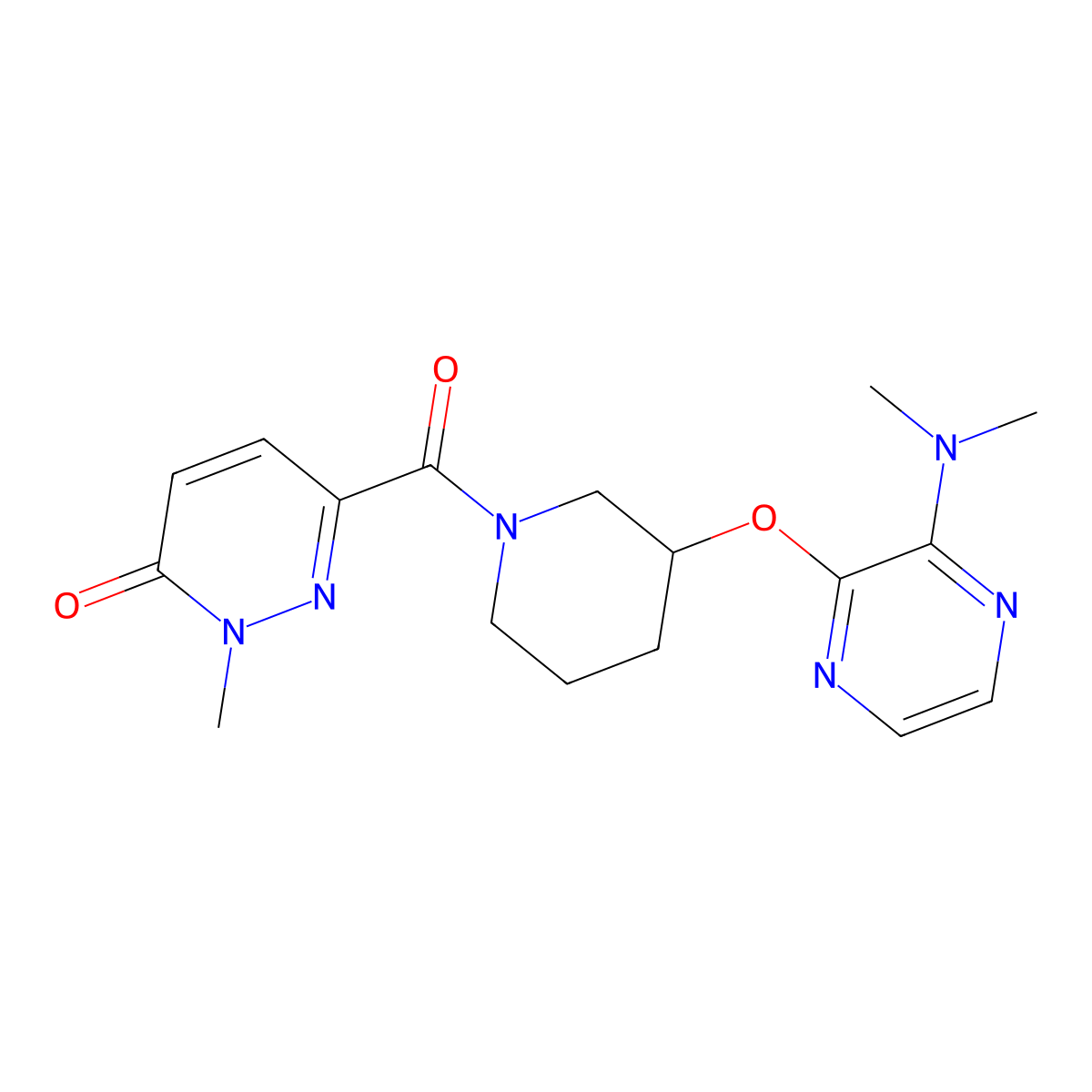 6-(3-((3-(dimethylamino)pyrazin-2-yl)oxy)piperidine-1-carbonyl)-2-methylpyridazin-3(2H)-one molecular structure, CAS 2034438-78-1