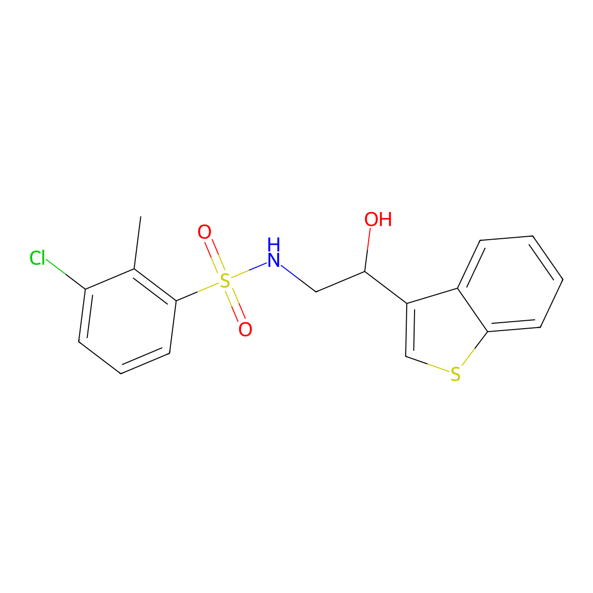 N-(2-(benzo[b]thiophen-3-yl)-2-hydroxyethyl)-3-chloro-2-methylbenzenesulfonamide molecular structure, CAS 2034438-79-2