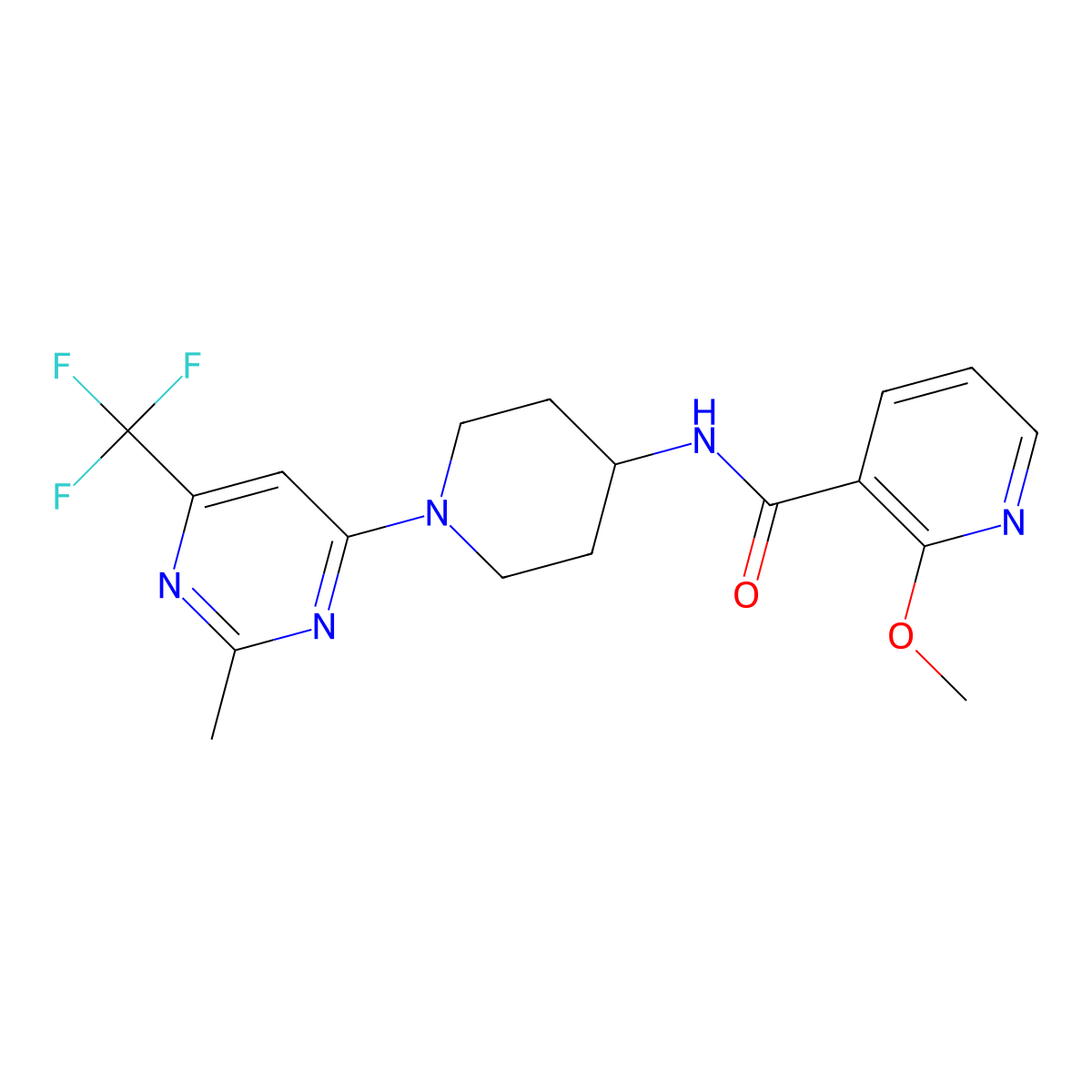2-methoxy-N-(1-(2-methyl-6-(trifluoromethyl)pyrimidin-4-yl)piperidin-4-yl)nicotinamide molecular structure, CAS 2034438-81-6