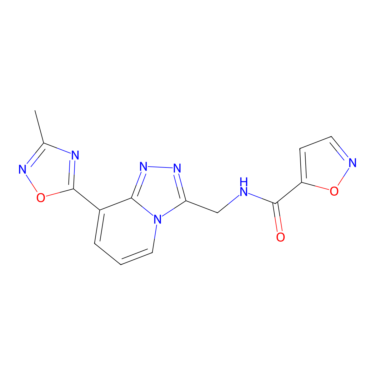 N-((8-(3-methyl-1,2,4-oxadiazol-5-yl)-[1,2,4]triazolo[4,3-a]pyridin-3-yl)methyl)isoxazole-5-carboxamide molecular structure, CAS 2034438-83-8