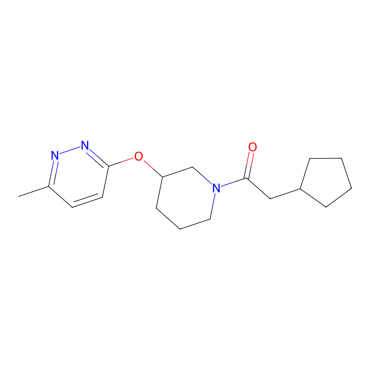 2-Cyclopentyl-1-(3-((6-methylpyridazin-3-yl)oxy)piperidin-1-yl)ethanone molecular structure, CAS 2034438-86-1