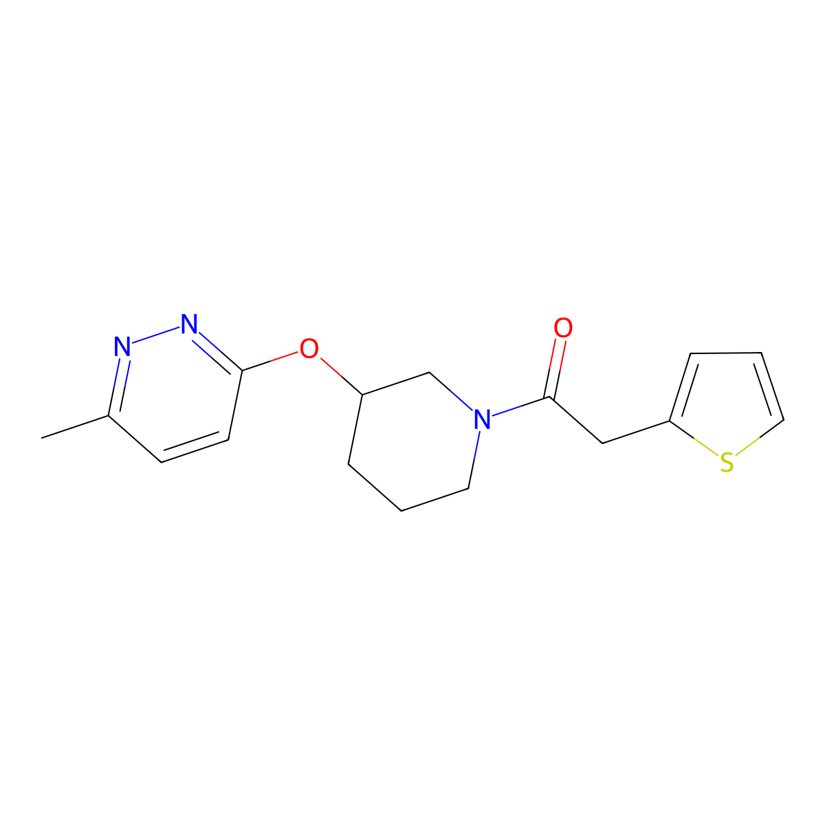 1-(3-((6-Methylpyridazin-3-yl)oxy)piperidin-1-yl)-2-(thiophen-2-yl)ethanone molecular structure, CAS 2034438-93-0