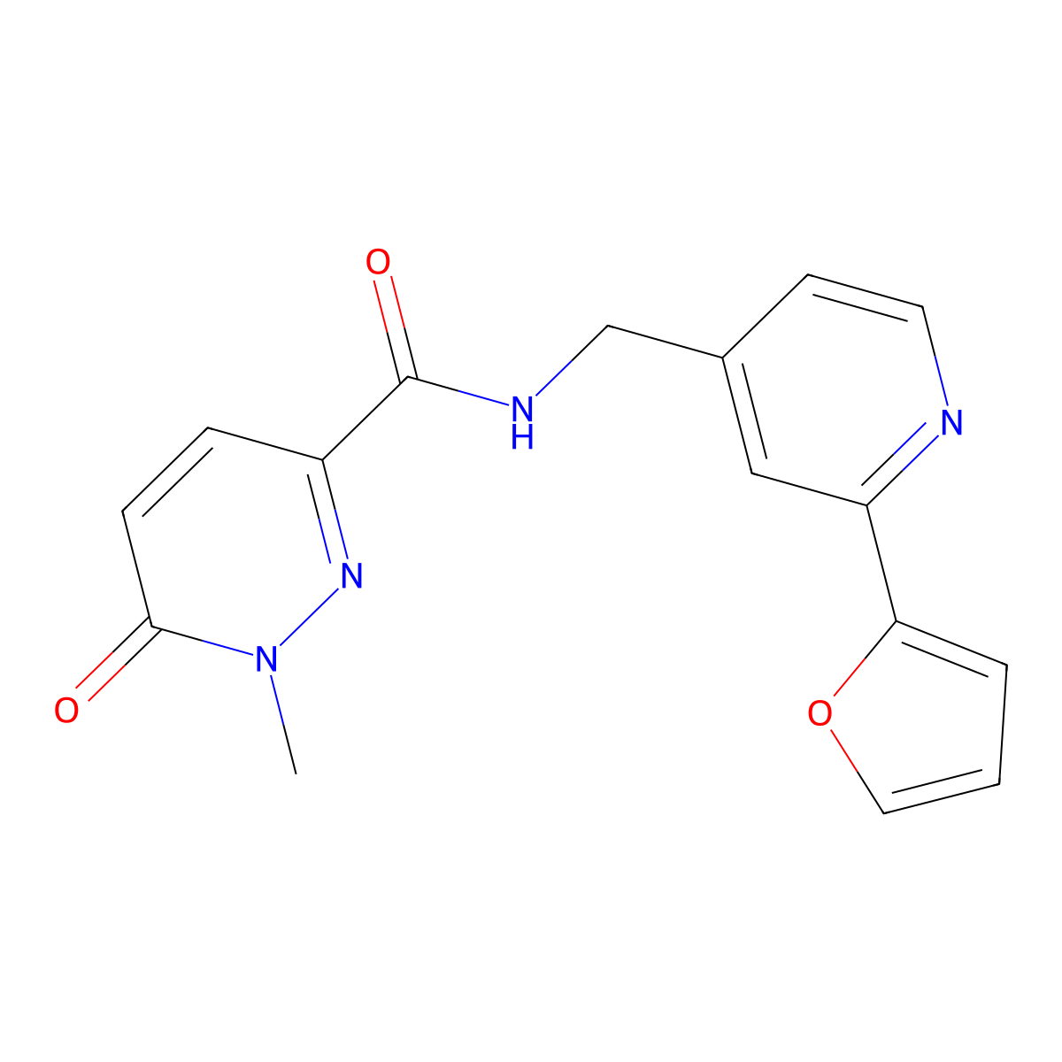 N-{[2-(furan-2-yl)pyridin-4-yl]methyl}-1-methyl-6-oxo-1,6-dihydropyridazine-3-carboxamide molecular structure, CAS 2034438-96-3