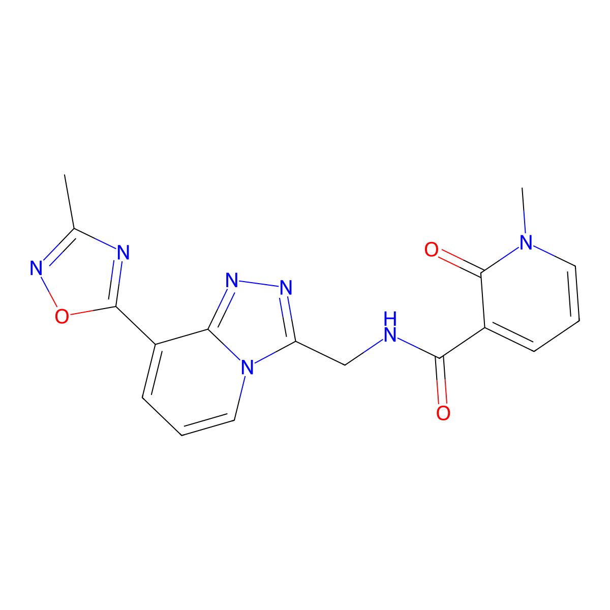 1-methyl-N-{[8-(3-methyl-1,2,4-oxadiazol-5-yl)-[1,2,4]triazolo[4,3-a]pyridin-3-yl]methyl}-2-oxo-1,2-dihydropyridine-3-carboxamide molecular structure, CAS 2034438-98-5