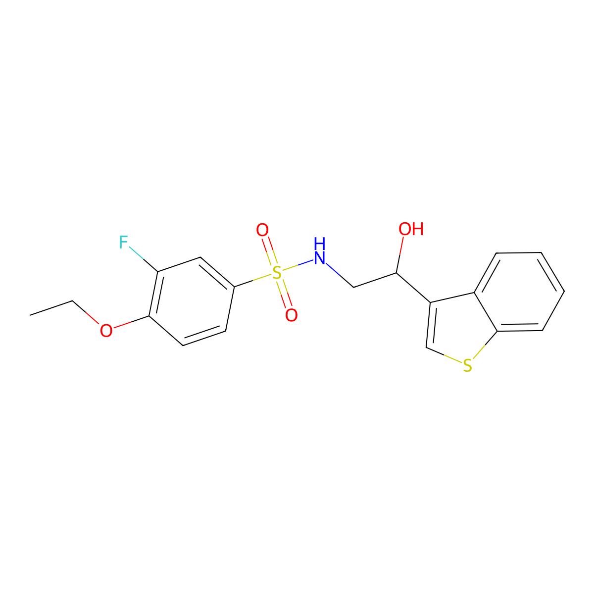 N-(2-(benzo[b]thiophen-3-yl)-2-hydroxyethyl)-4-ethoxy-3-fluorobenzenesulfonamide molecular structure, CAS 2034439-00-2