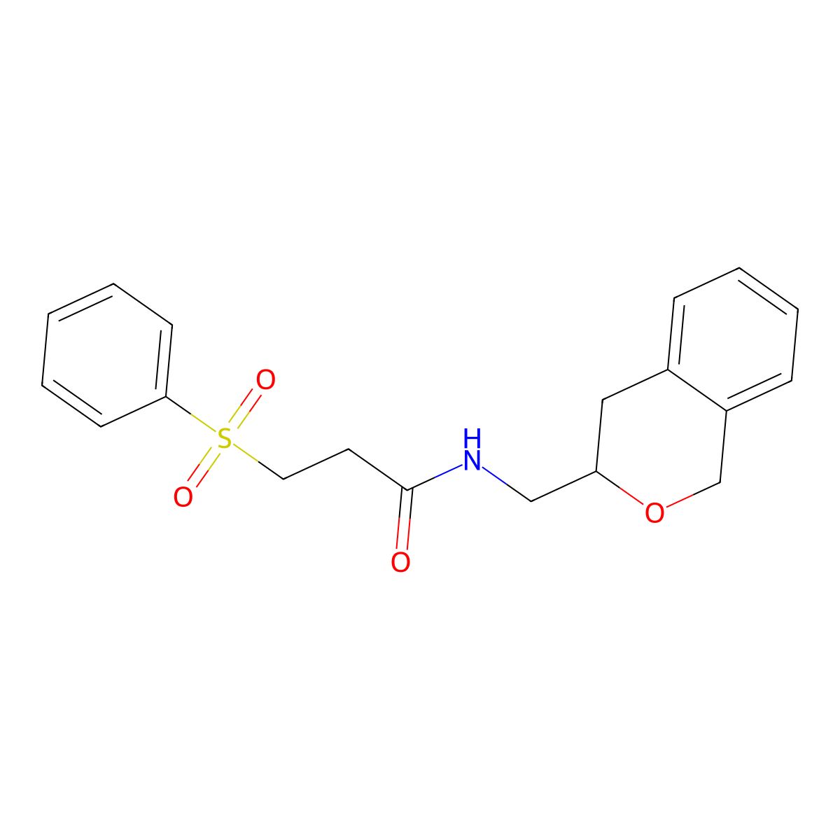 N-(isochroman-3-ylmethyl)-3-(phenylsulfonyl)propanamide molecular structure, CAS 2034439-01-3