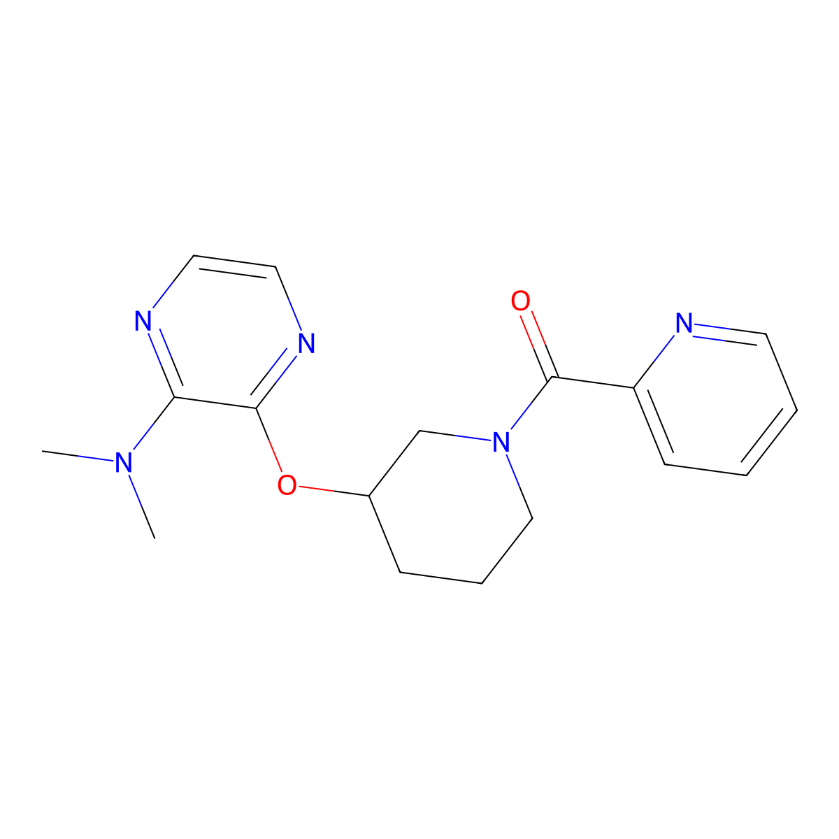 (3-((3-(Dimethylamino)pyrazin-2-yl)oxy)piperidin-1-yl)(pyridin-2-yl)methanone molecular structure, CAS 2034439-03-5