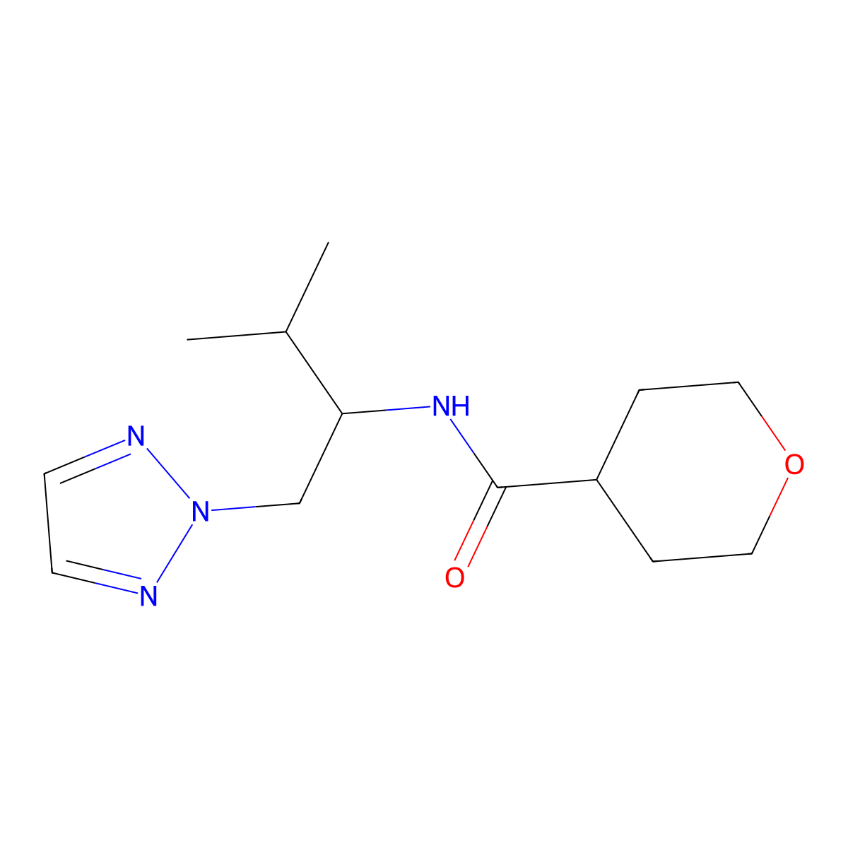 N-(3-methyl-1-(2H-1,2,3-triazol-2-yl)butan-2-yl)tetrahydro-2H-pyran-4-carboxamide molecular structure, CAS 2034439-05-7