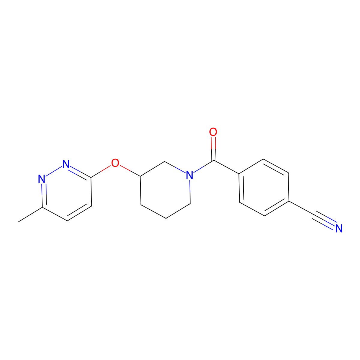 4-{3-[(6-Methylpyridazin-3-yl)oxy]piperidine-1-carbonyl}benzonitrile molecular structure, CAS 2034439-06-8