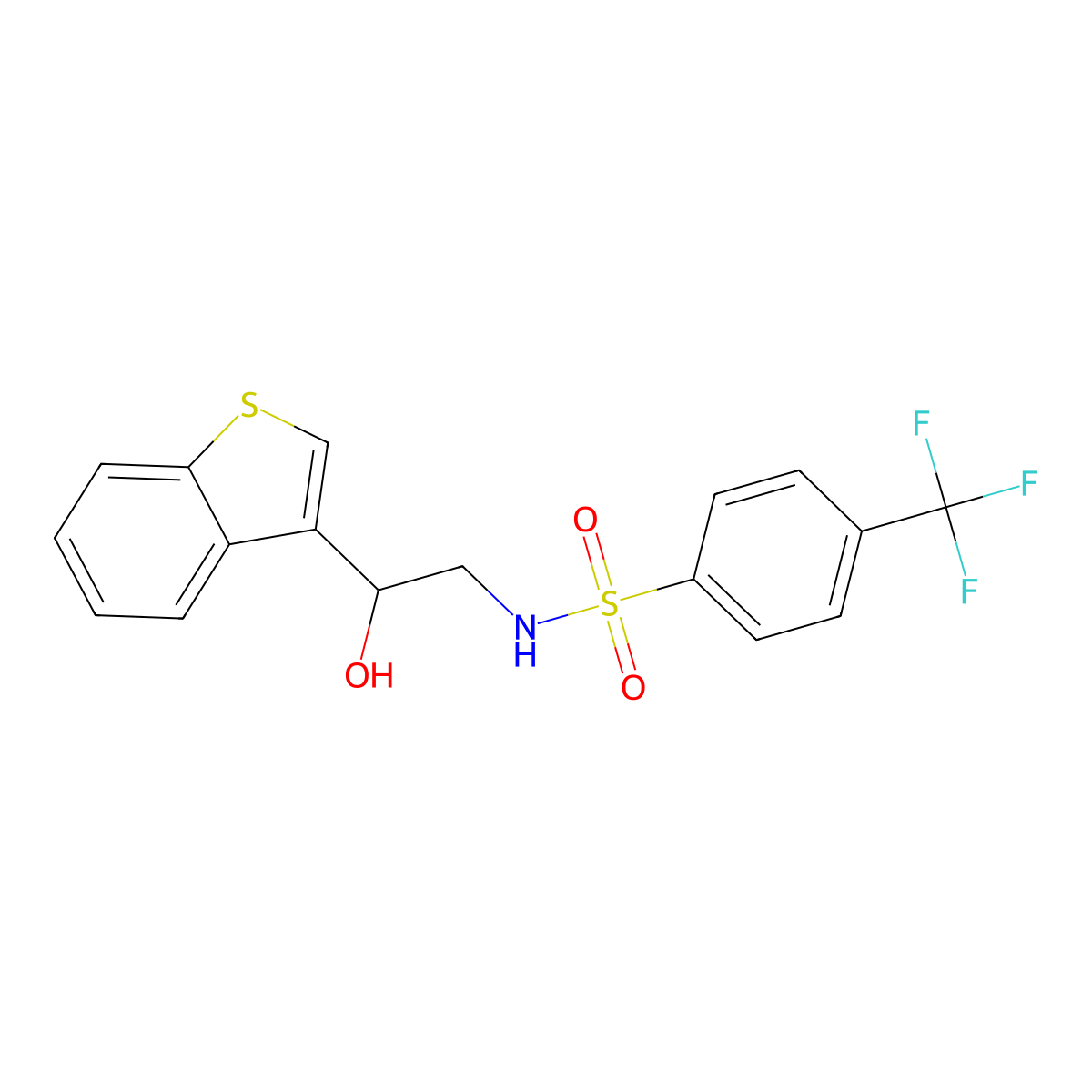 N-(2-(benzo[b]thiophen-3-yl)-2-hydroxyethyl)-4-(trifluoromethyl)benzenesulfonamide molecular structure, CAS 2034439-13-7