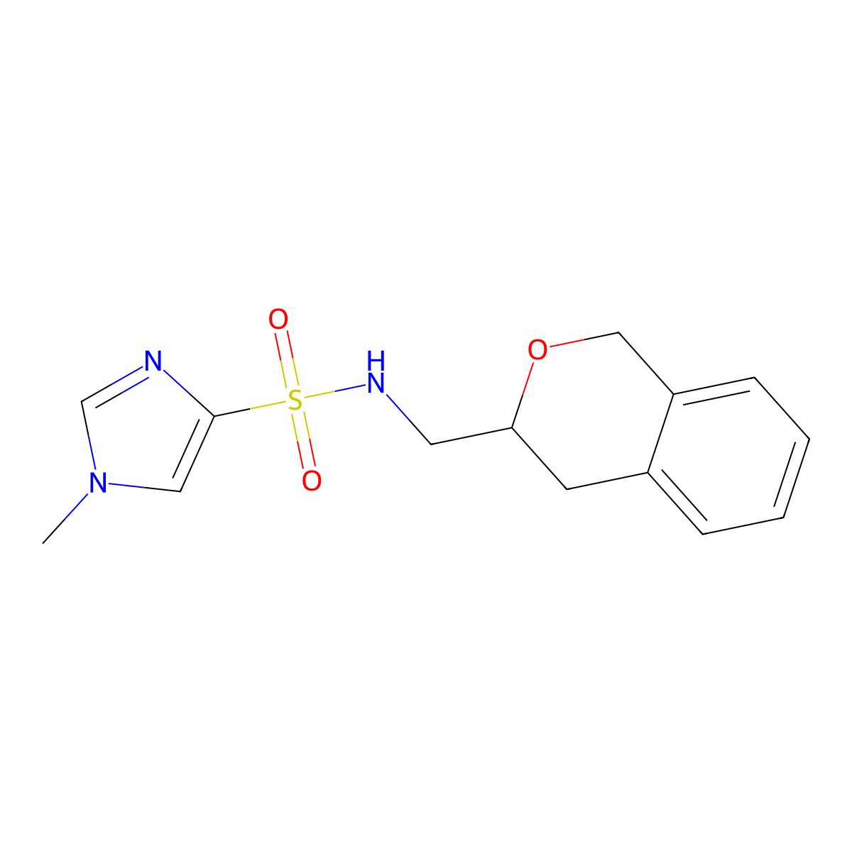 N-(isochroman-3-ylmethyl)-1-methyl-1H-imidazole-4-sulfonamide molecular structure, CAS 2034439-33-1