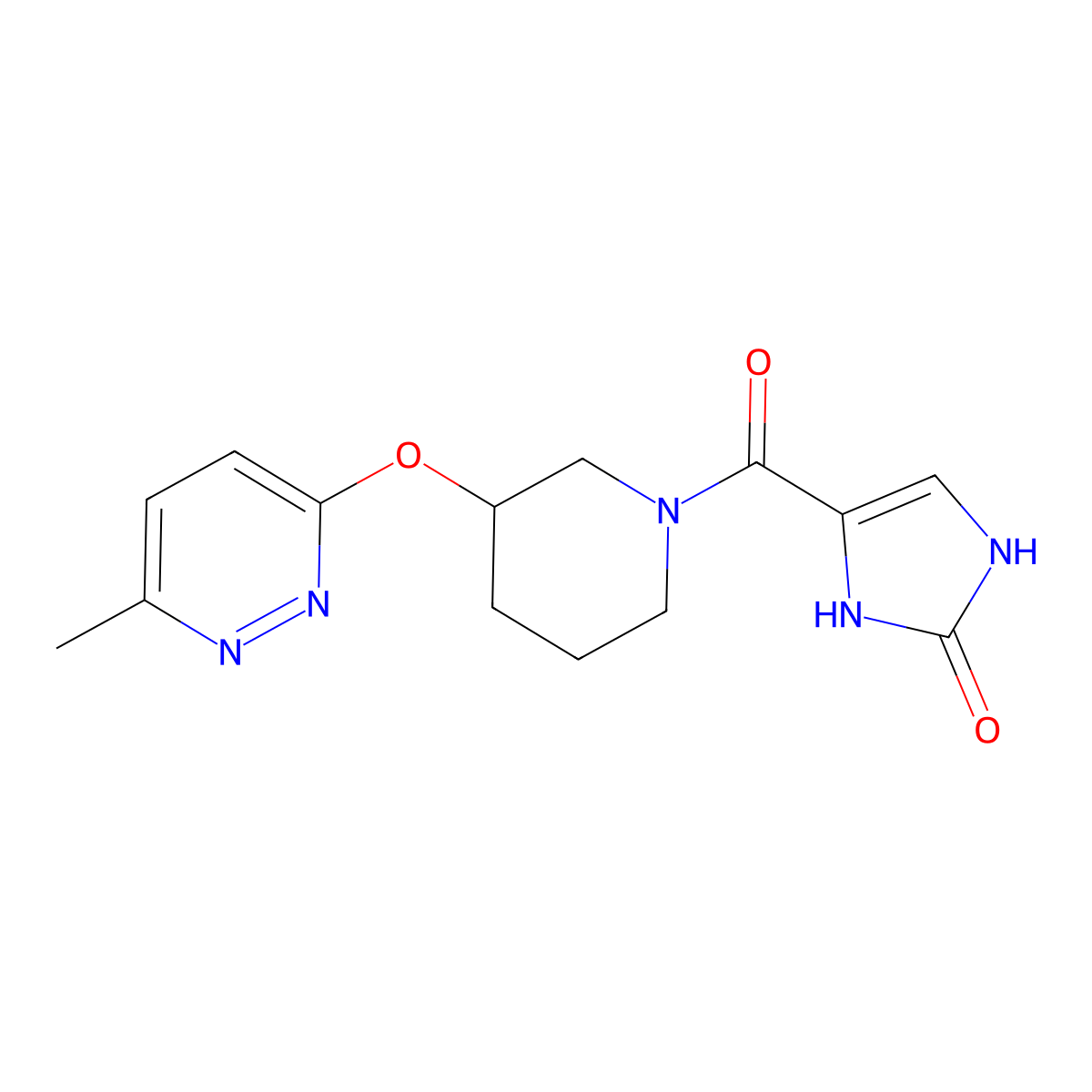 4-(3-((6-methylpyridazin-3-yl)oxy)piperidine-1-carbonyl)-1H-imidazol-2(3H)-one molecular structure, CAS 2034439-37-5