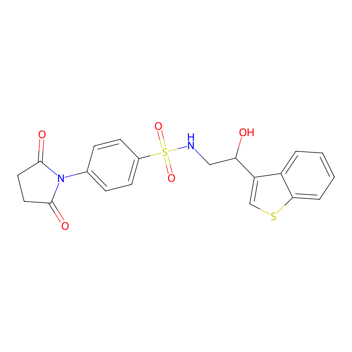 N-(2-(benzo[b]thiophen-3-yl)-2-hydroxyethyl)-4-(2,5-dioxopyrrolidin-1-yl)benzenesulfonamide molecular structure, CAS 2034439-46-6