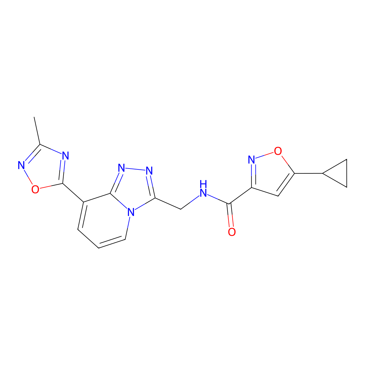 5-cyclopropyl-N-((8-(3-methyl-1,2,4-oxadiazol-5-yl)-[1,2,4]triazolo[4,3-a]pyridin-3-yl)methyl)isoxazole-3-carboxamide molecular structure, CAS 2034439-47-7