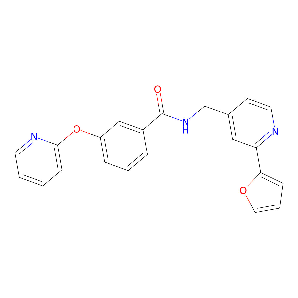 N-((2-(furan-2-yl)pyridin-4-yl)methyl)-3-(pyridin-2-yloxy)benzamide molecular structure, CAS 2034439-52-4