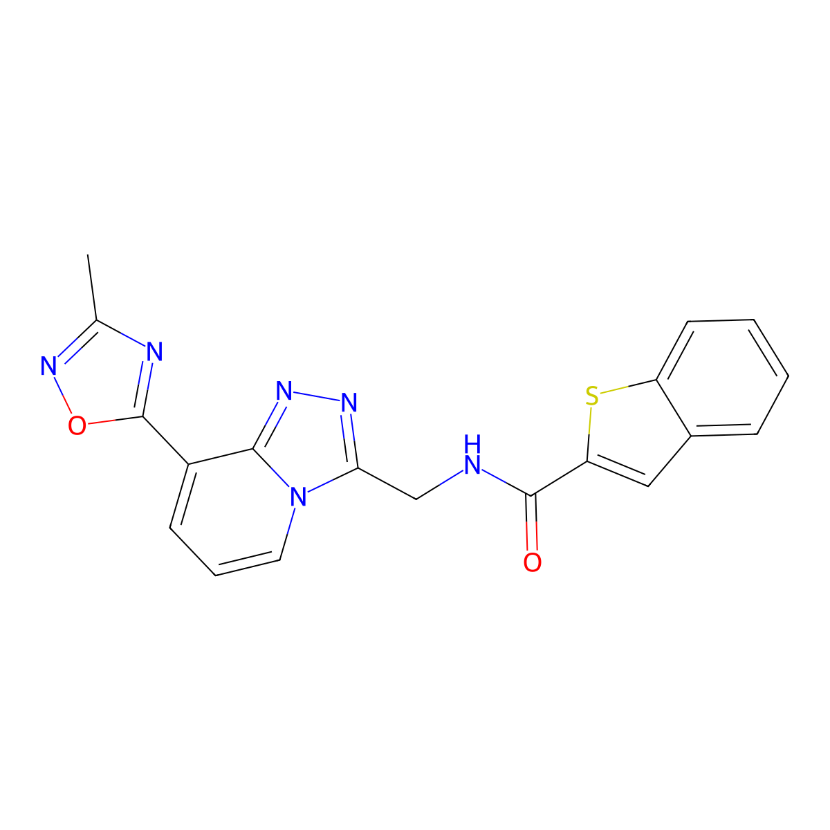 N-((8-(3-methyl-1,2,4-oxadiazol-5-yl)-[1,2,4]triazolo[4,3-a]pyridin-3-yl)methyl)benzo[b]thiophene-2-carboxamide molecular structure, CAS 2034439-54-6