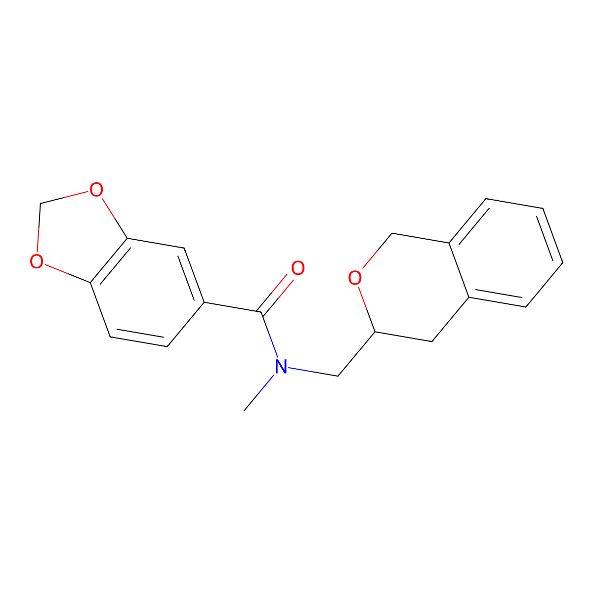 N-(isochroman-3-ylmethyl)-N-methylbenzo[d][1,3]dioxole-5-carboxamide molecular structure, CAS 2034439-58-0