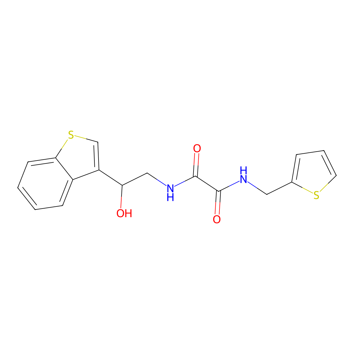 N1-(2-(benzo[b]thiophen-3-yl)-2-hydroxyethyl)-N2-(thiophen-2-ylmethyl)oxalamide molecular structure, CAS 2034439-59-1