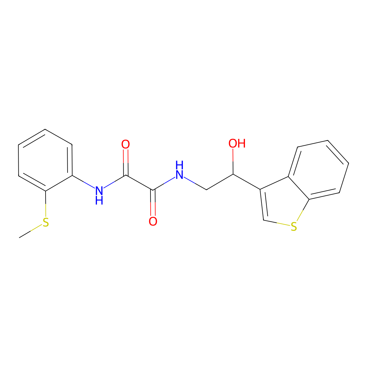 N1-(2-(benzo[b]thiophen-3-yl)-2-hydroxyethyl)-N2-(2-(methylthio)phenyl)oxalamide molecular structure, CAS 2034439-68-2