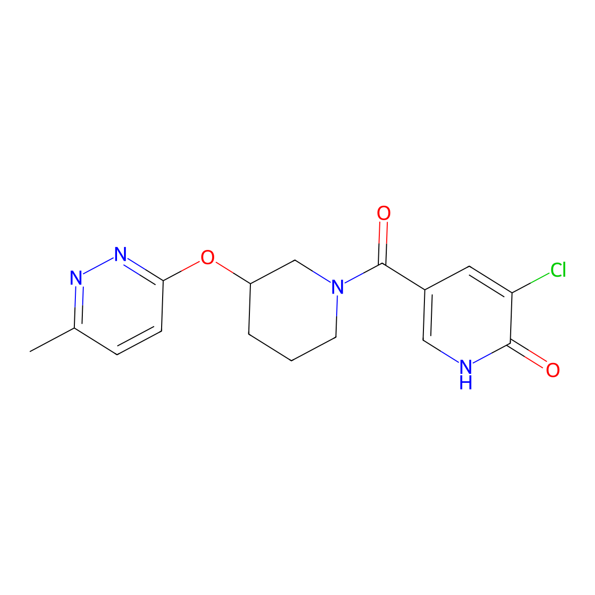 (5-Chloro-6-hydroxypyridin-3-yl)(3-((6-methylpyridazin-3-yl)oxy)piperidin-1-yl)methanone molecular structure, CAS 2034439-73-9