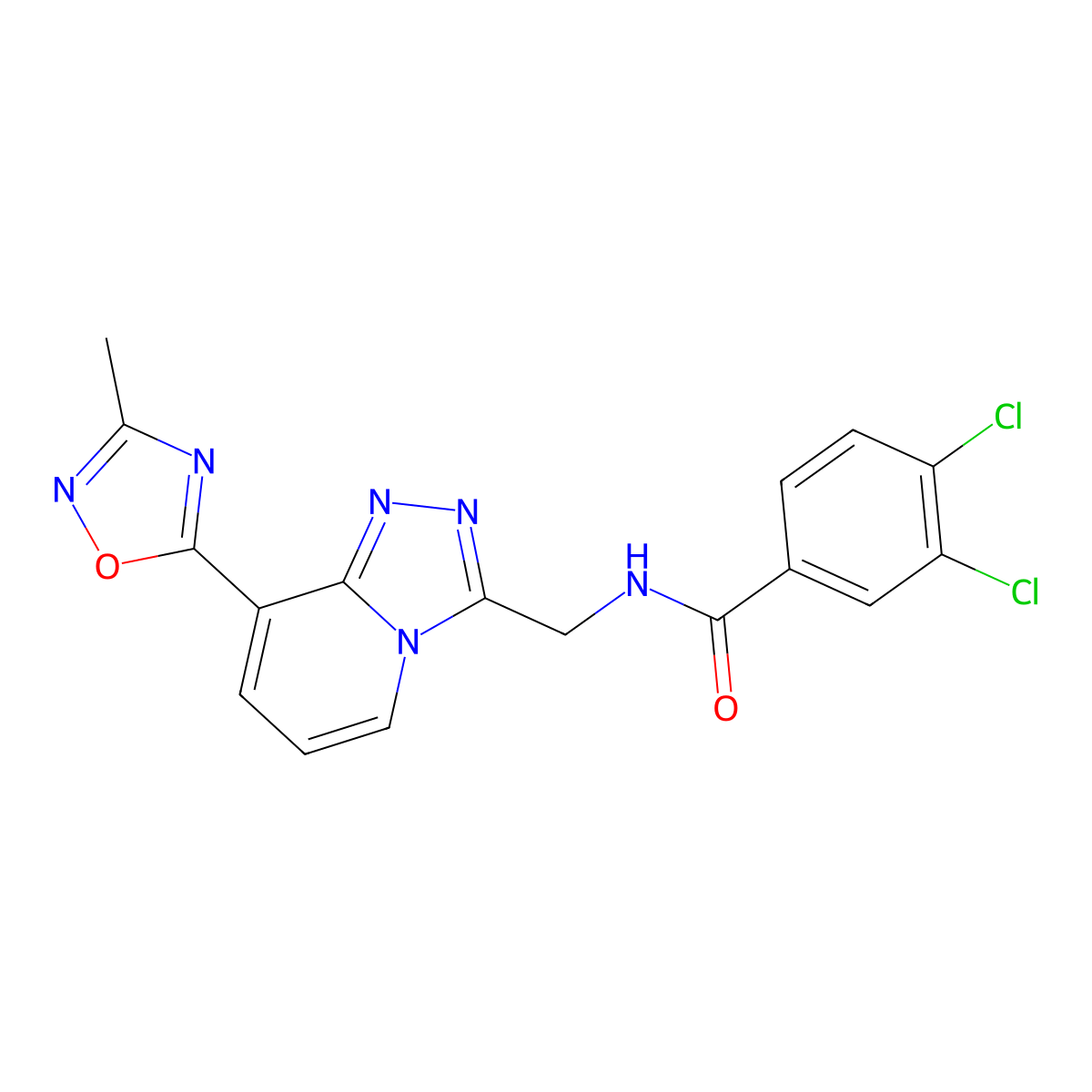 3,4-dichloro-N-((8-(3-methyl-1,2,4-oxadiazol-5-yl)-[1,2,4]triazolo[4,3-a]pyridin-3-yl)methyl)benzamide molecular structure, CAS 2034439-75-1