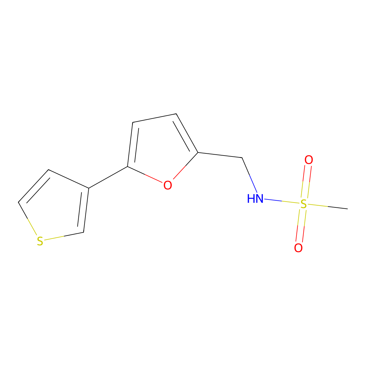 N-((5-(thiophen-3-yl)furan-2-yl)methyl)methanesulfonamide molecular structure, CAS 2034439-78-4