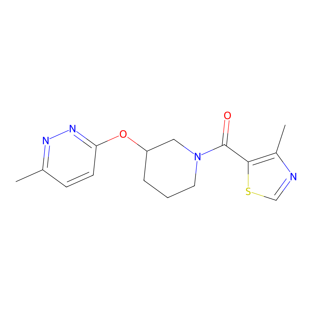 (3-((6-Methylpyridazin-3-yl)oxy)piperidin-1-yl)(4-methylthiazol-5-yl)methanone molecular structure, CAS 2034439-82-0