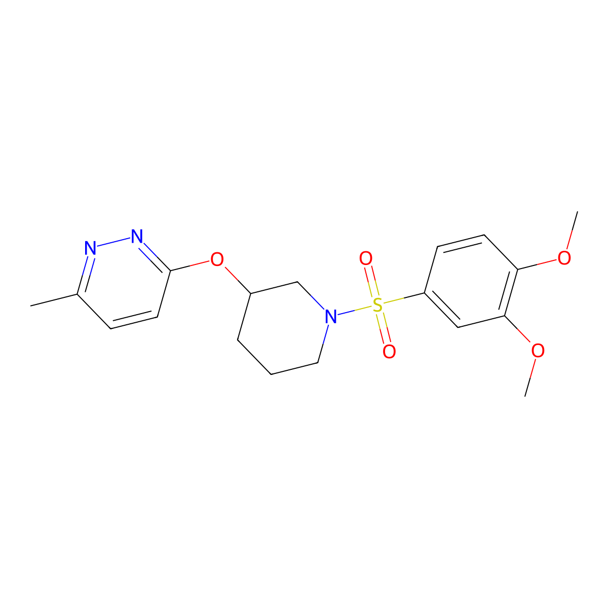 3-((1-((3,4-Dimethoxyphenyl)sulfonyl)piperidin-3-yl)oxy)-6-methylpyridazine molecular structure, CAS 2034439-88-6