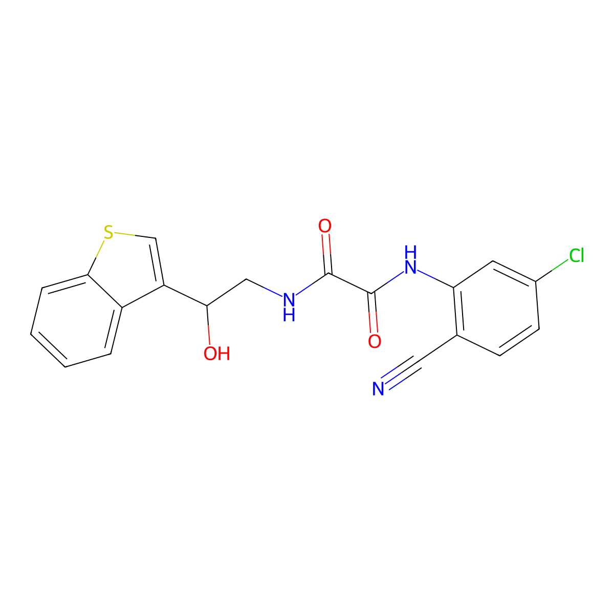 N1-(2-(benzo[b]thiophen-3-yl)-2-hydroxyethyl)-N2-(5-chloro-2-cyanophenyl)oxalamide molecular structure, CAS 2034439-91-1