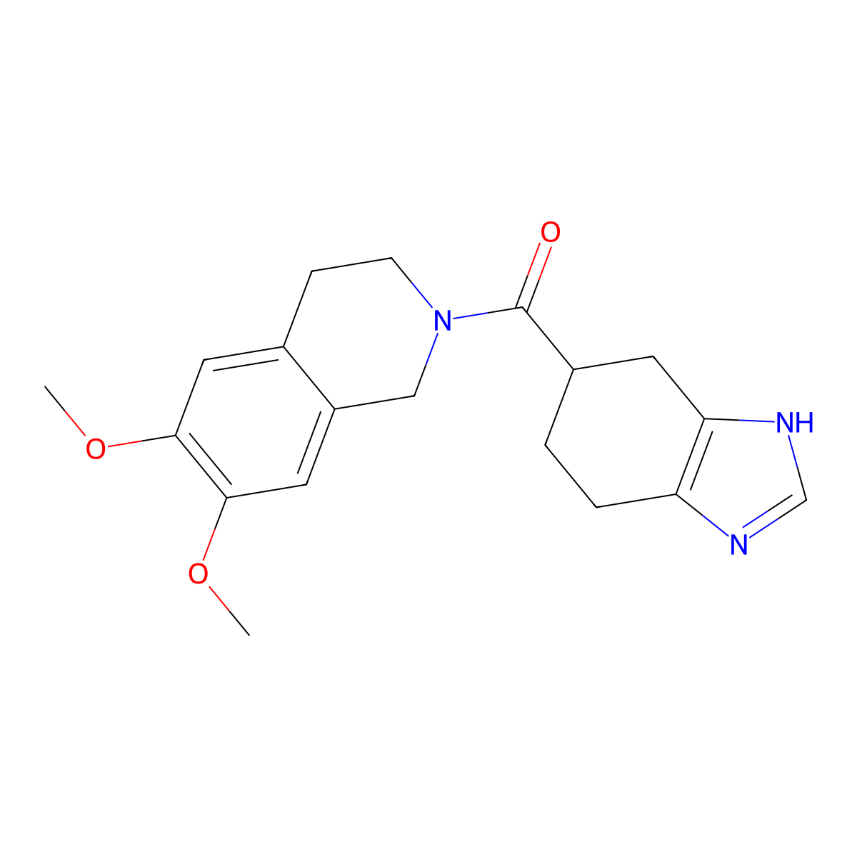 (6,7-dimethoxy-3,4-dihydroisoquinolin-2(1H)-yl)(4,5,6,7-tetrahydro-1H-benzo[d]imidazol-5-yl)methanone molecular structure, CAS 2034440-00-9