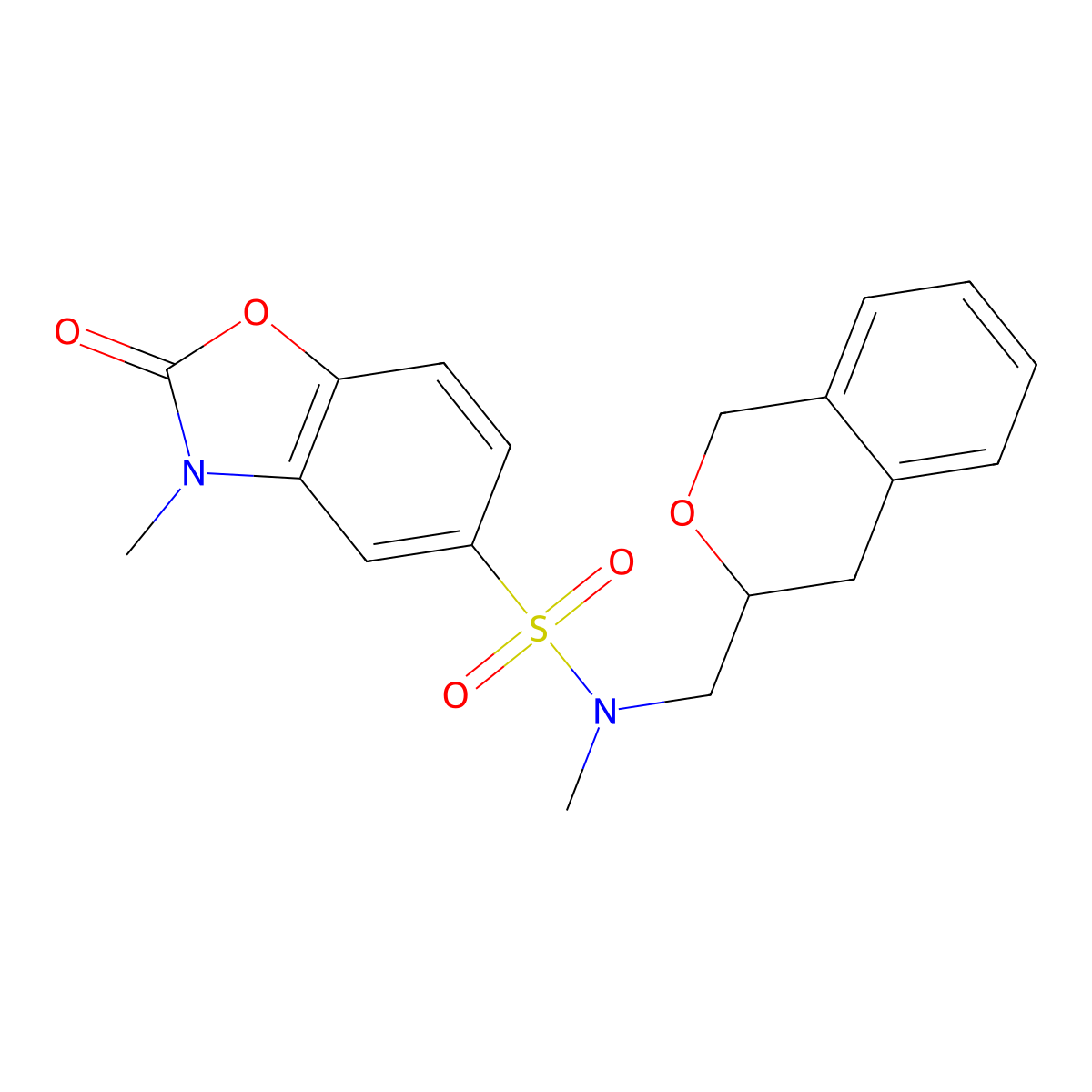N-(isochroman-3-ylmethyl)-N,3-dimethyl-2-oxo-2,3-dihydrobenzo[d]oxazole-5-sulfonamide molecular structure, CAS 2034440-03-2