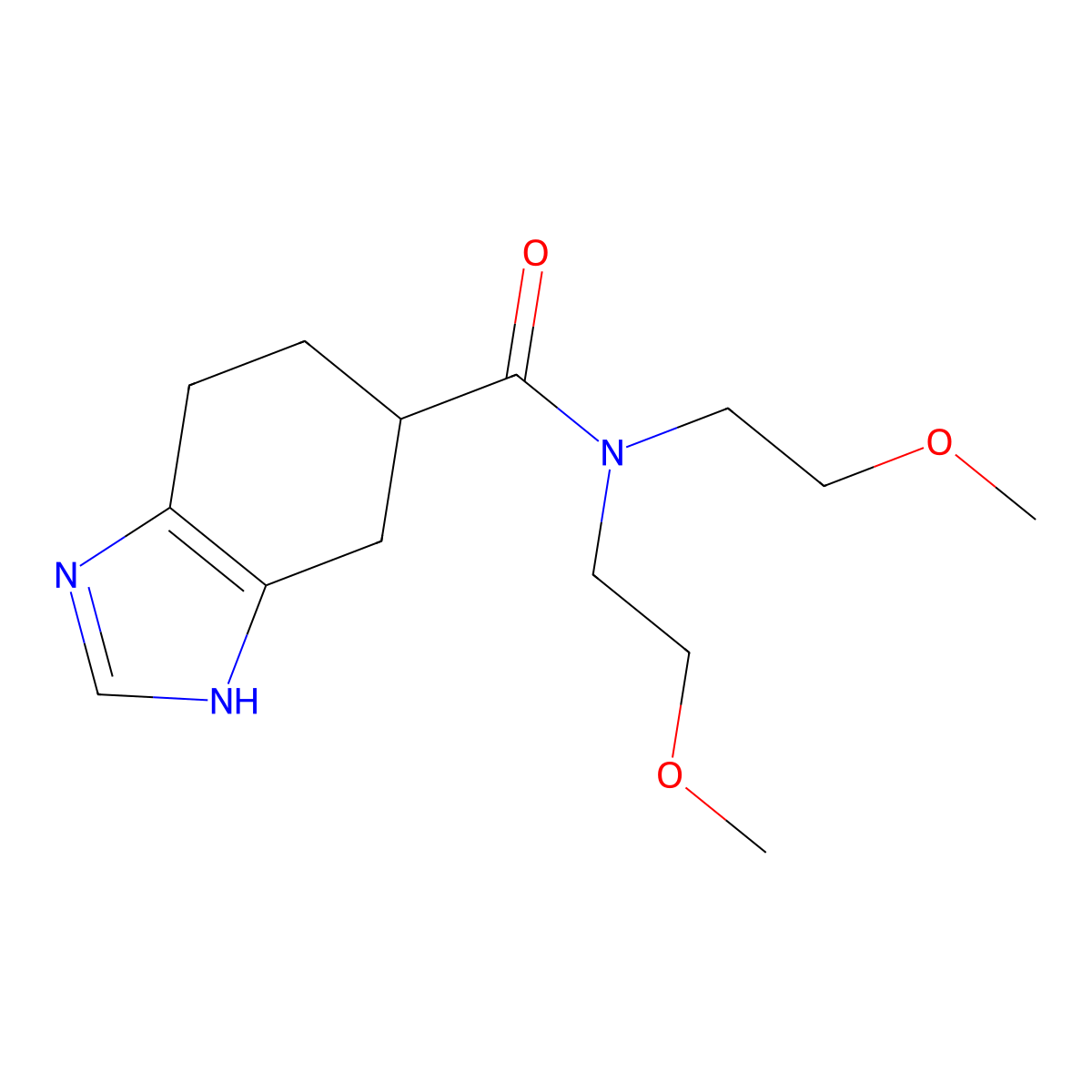 N,N-bis(2-methoxyethyl)-4,5,6,7-tetrahydro-1H-benzo[d]imidazole-5-carboxamide molecular structure, CAS 2034440-06-5