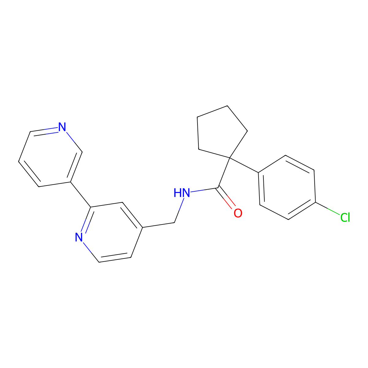 N-([2,3'-bipyridin]-4-ylmethyl)-1-(4-chlorophenyl)cyclopentanecarboxamide molecular structure, CAS 2034440-23-6