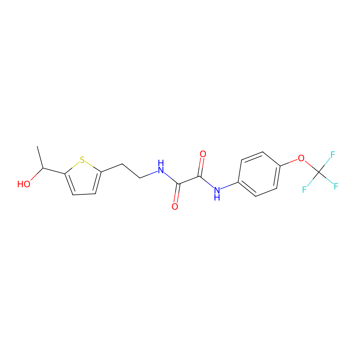N1-(2-(5-(1-hydroxyethyl)thiophen-2-yl)ethyl)-N2-(4-(trifluoromethoxy)phenyl)oxalamide molecular structure, CAS 2034440-25-8