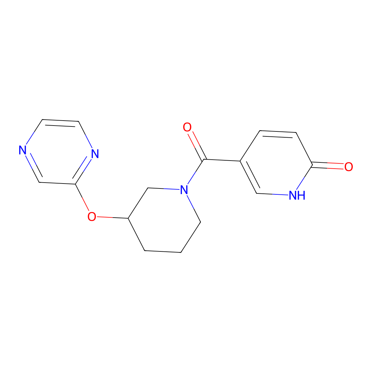 5-(3-(pyrazin-2-yloxy)piperidine-1-carbonyl)pyridin-2(1H)-one molecular structure, CAS 2034440-26-9