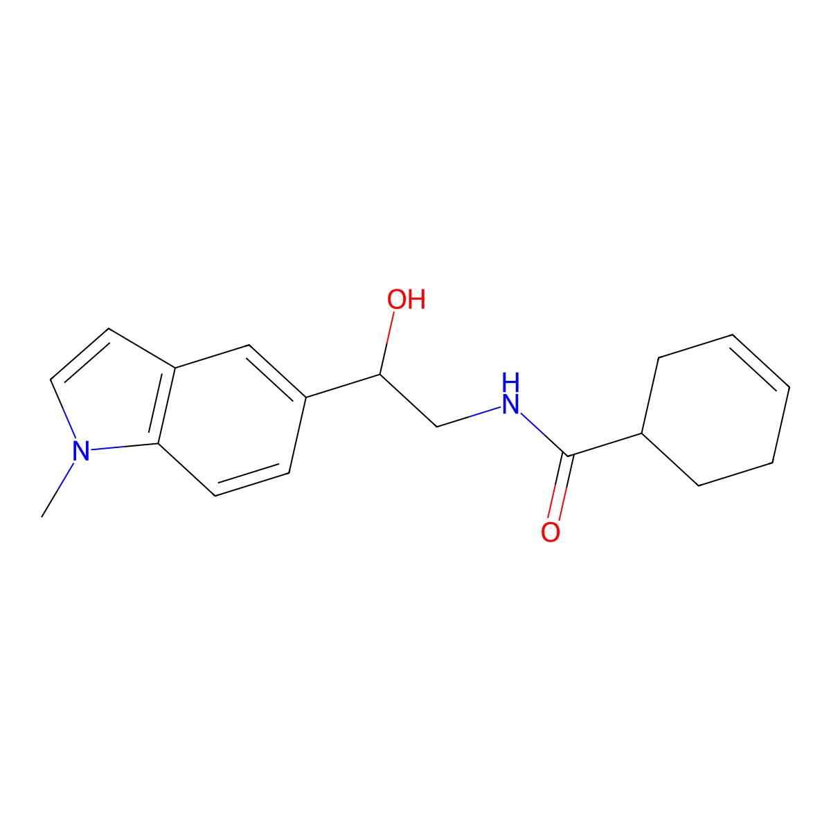 N-(2-hydroxy-2-(1-methyl-1H-indol-5-yl)ethyl)cyclohex-3-enecarboxamide molecular structure, CAS 2034440-30-5