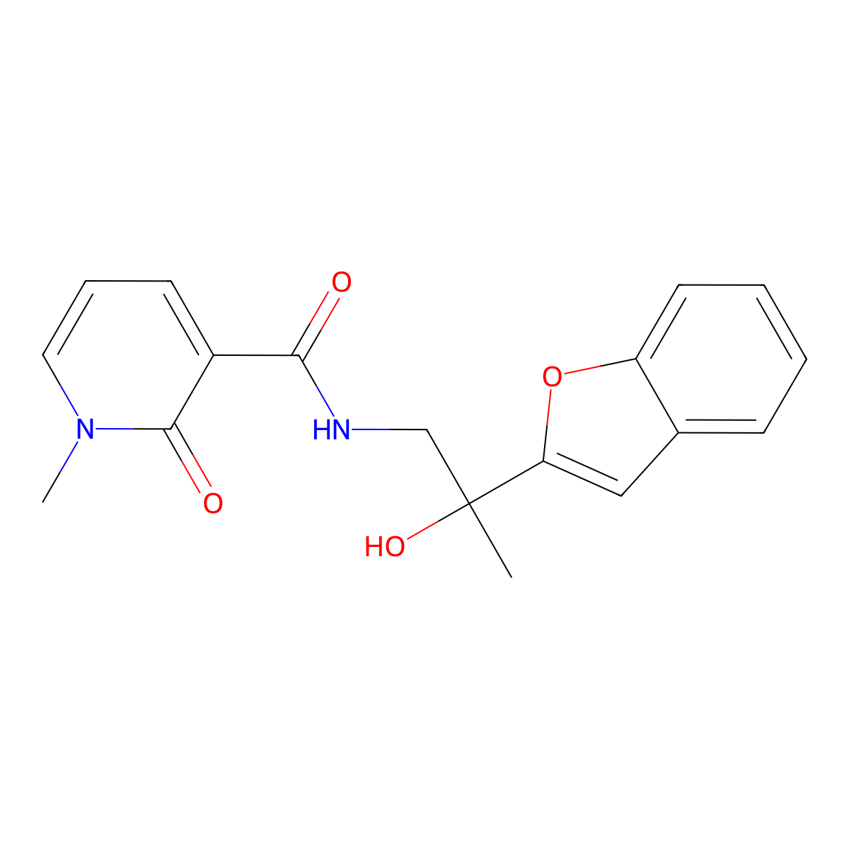 N-(2-(benzofuran-2-yl)-2-hydroxypropyl)-1-methyl-2-oxo-1,2-dihydropyridine-3-carboxamide molecular structure, CAS 2034440-31-6