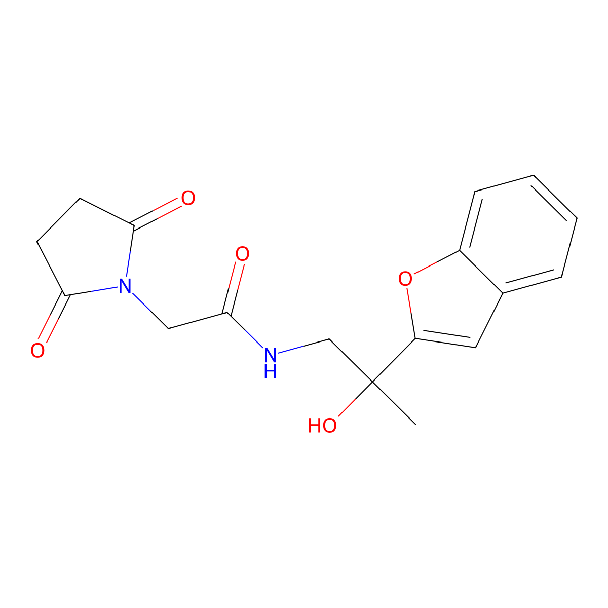 N-(2-(benzofuran-2-yl)-2-hydroxypropyl)-2-(2,5-dioxopyrrolidin-1-yl)acetamide molecular structure, CAS 2034440-38-3