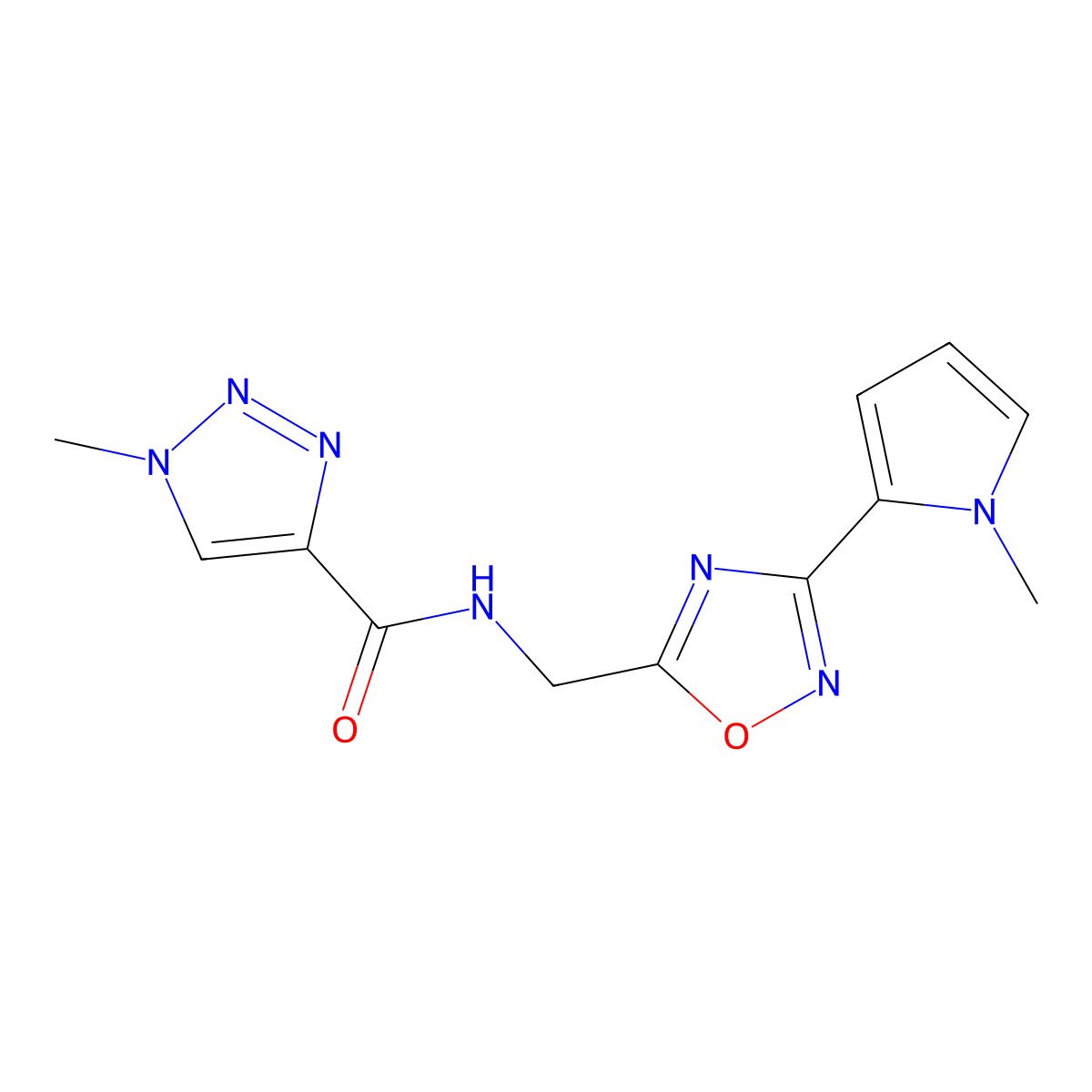 1-methyl-N-((3-(1-methyl-1H-pyrrol-2-yl)-1,2,4-oxadiazol-5-yl)methyl)-1H-1,2,3-triazole-4-carboxamide molecular structure, CAS 2034440-40-7