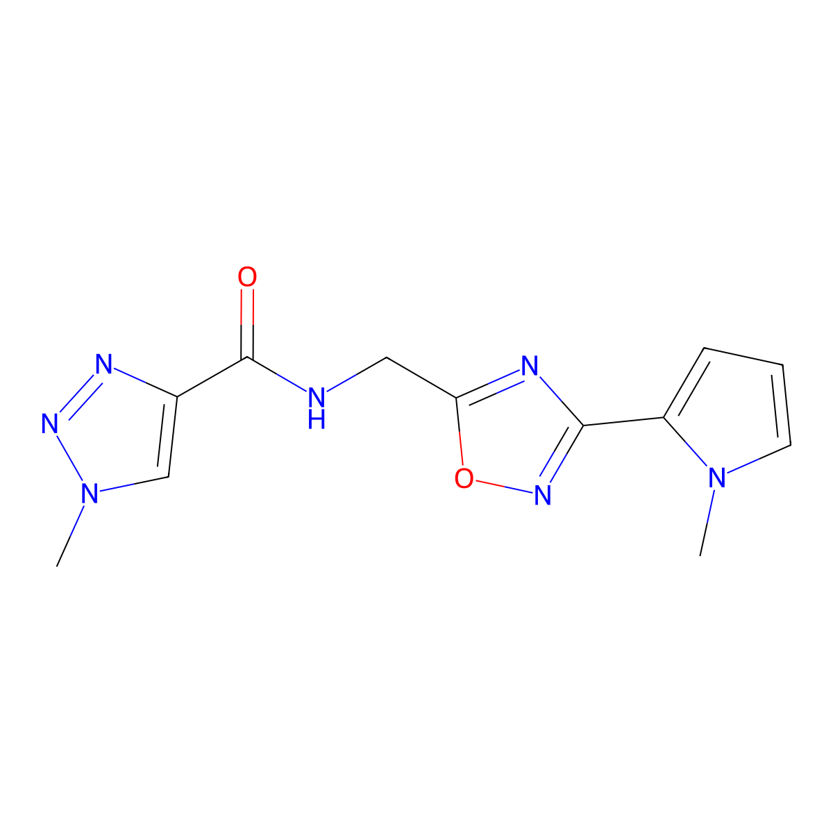 1-methyl-N-((3-(1-methyl-1H-pyrrol-2-yl)-1,2,4-oxadiazol-5-yl)methyl)-1H-1,2,3-triazole-4-carboxamide molecular structure, CAS 2034440-40-7